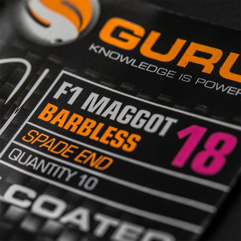 Guru F1 Maggot Barbless Spade End Hooks